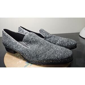 Stacy Adams SWANK Men's SILVER Slip On Glitter Loafers 25277-040 Sz 11/M EUC